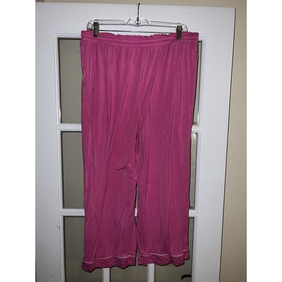 LOFT Ladies Pjs Notch Collar Capri Sleep Pants Size L Hot Pink Pajamas - Picture 2 of 3